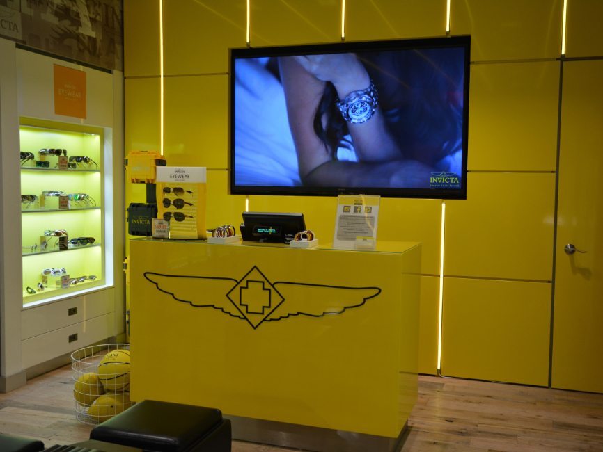 custom video displays for Invicta by Visual Millwork